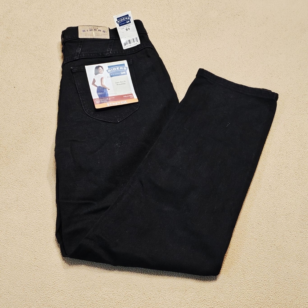 Size 16 Misses Riders Coal Black Stretch Denim Jeans NWT (JN201)